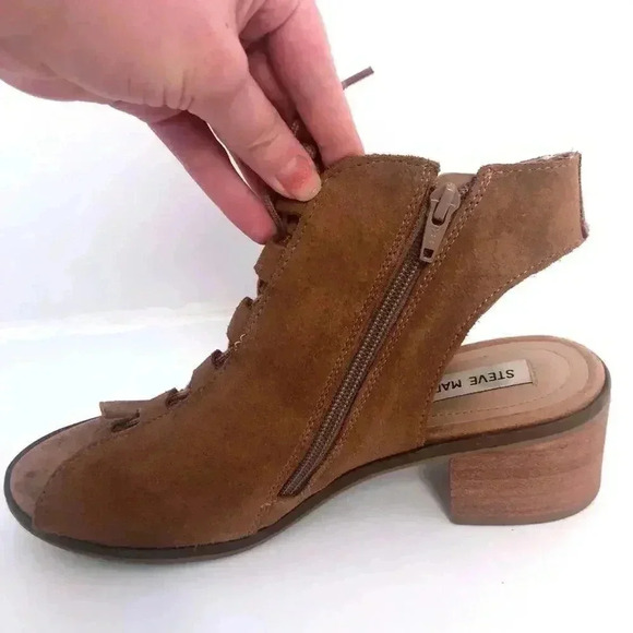 Steve Madden Adeline Booties Sandals Brown Suede Leather Women's Size 10 - Picture 3 of 14